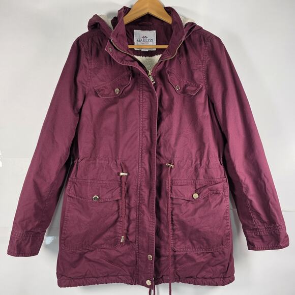 Marezzi Couture Women’s Medium Sherpa-Lined Maroon Chore Jacket coat - Picture 1 of 13